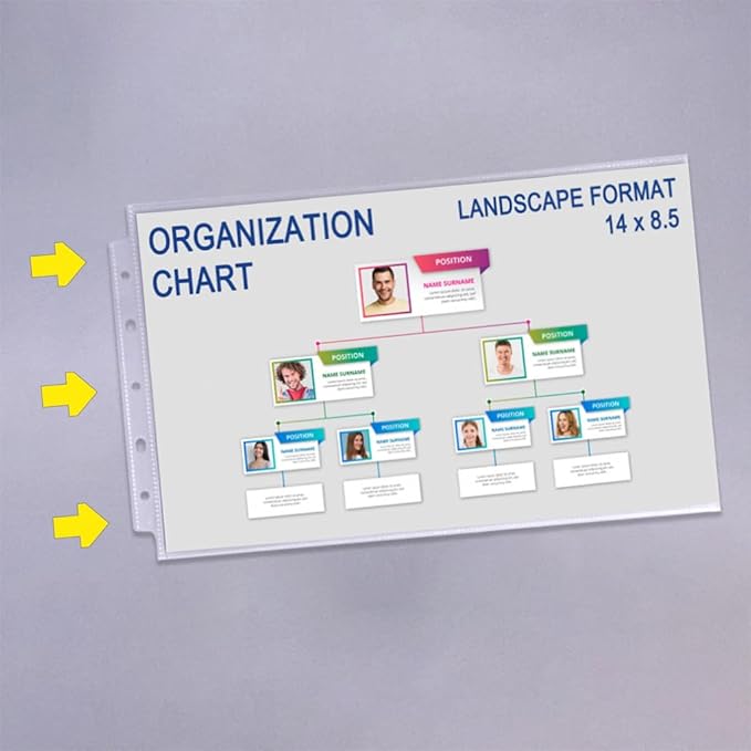 Landscape 14 x 8.5 Legal Size Sheet Protectors, Side Load, Extra Heavyweight, Glass Clear, 1 Pack (25 Sheets Total), Archival Safe by Keepfiling