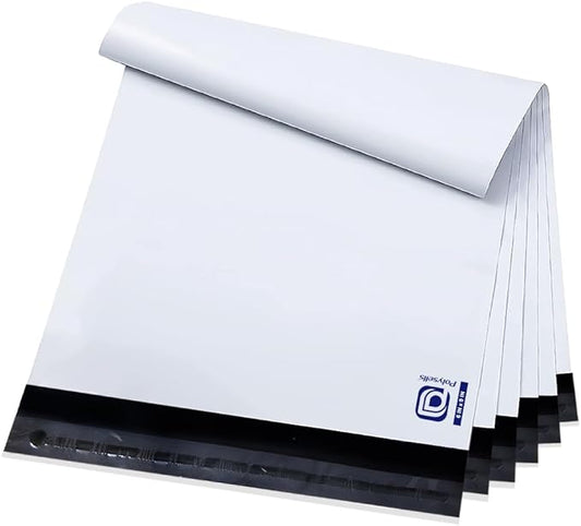 POLYSELLS 200 pcs 6x9 Inches White Poly Mailers Shipping Envelopes, Strong Adhesive Sealing, Waterproof, and Tear-resistant Postal Mailing Bags for Small Business, Clothes, Non-Fragile Items