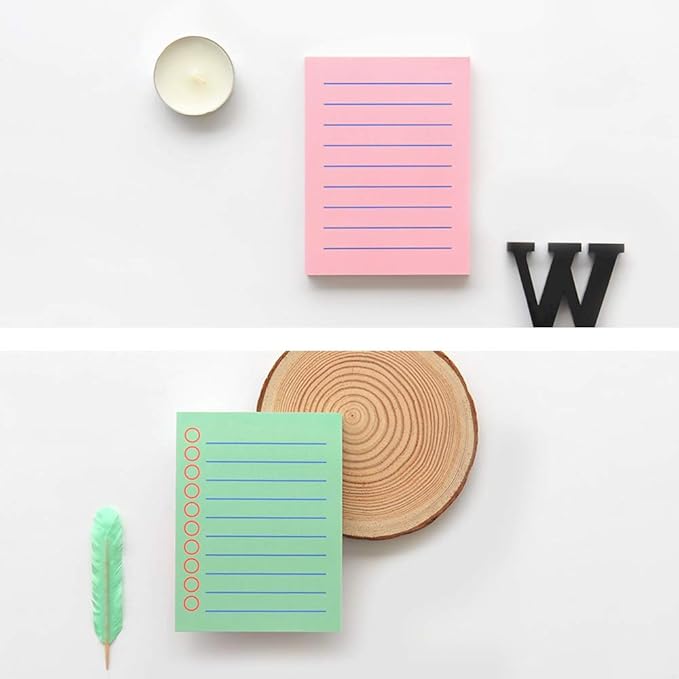 Monolike Memopad Boldline Color design SET - 4 Packs, 4 Different Designs, 100 Sheets Per Pad, Total 400 Sheets, Note pads, Writing pads, 3.15 x 4.17 Inches