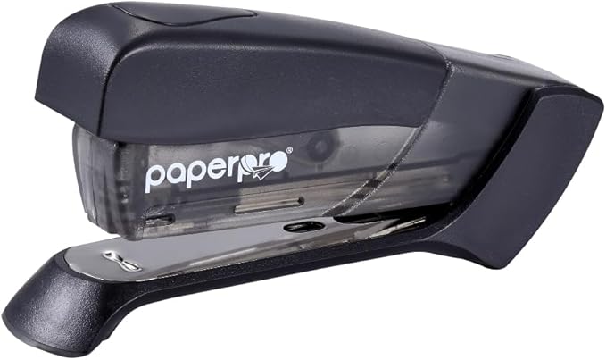PaperPro Compact Classic Desktop Stapler, 15 Sheet Capacity, No Effort, One Finger, 80% Easier Stapling, Black