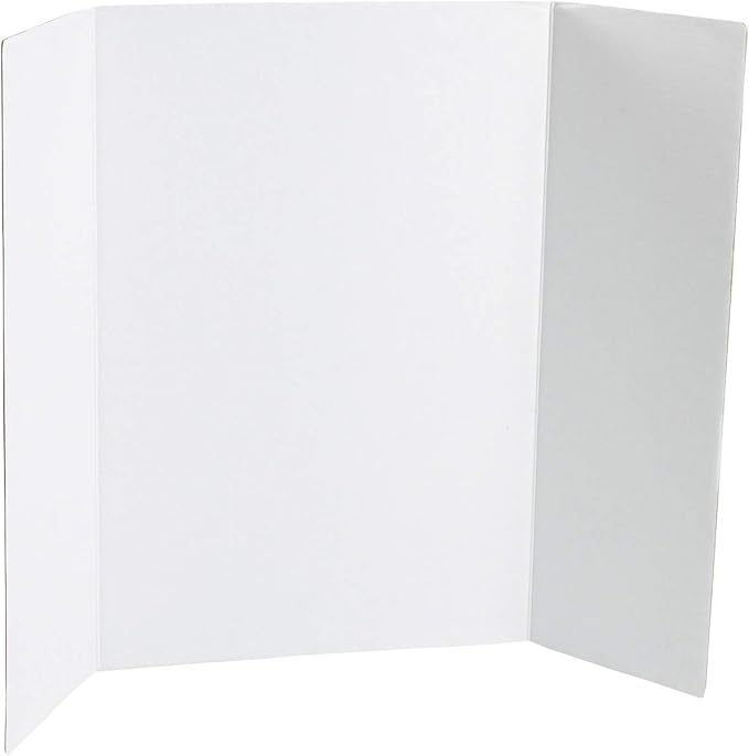 EPI Tri Fold Cardboard Display Board. Large 36 x 48in White Tri-fold Poster 6 Pack. Professional Presentation Boards with Rounded Corners for Science Fair Project, School and Business Presentations