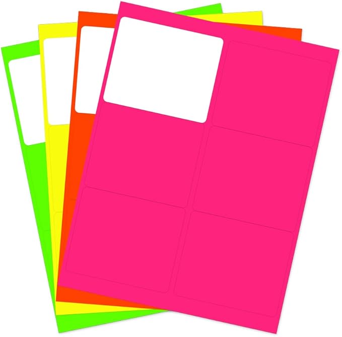 JAM PAPER Shipping Address Labels - Large - 3 1/3 x 4 - Assorted Neon Colors - 120/Pack