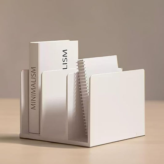 White Mail Desktop Mail Holder, 3 Sections, Plastic Note File Book Letter Paper Holder Sorter Office Accessories Organizer for Desk, 4.8 Inch High 6.38inch Wide 6.38 inch Long