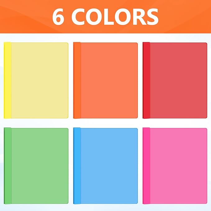 48 Pack Plastic Report Covers with 3 Prongs Presentation Folders Bulk, 100 Sheet Capacity, Clear Front Report Covers for Presentation Document Paper School Office Supplies (Bright Colors)