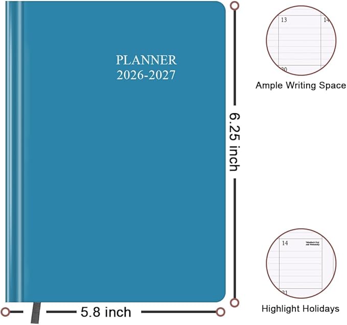 Planner 2026-2027 - 18 Months (Jan 2026 - Jun 2027) Agenda Planner 5.8" x 8.5", 2026-2027 Weekly & Monthly Planners with Hard Cover, Blue