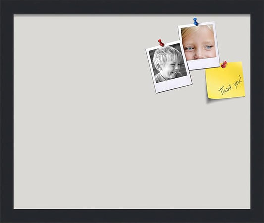 PinPix 17x14 Inch Cork Bulletin Board. This Decorative Framed Pin Board Comes with Light Stone Design and a Satin Black Frame. Ideal for Home Office Decor or Message Board (PinPix-1809)