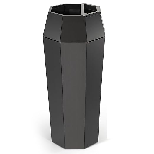 Dyna-Living Commercial Heavy-Duty Trash Cans Outdoor Garbage Can with Lid Large Trash Cans with Inside Cabinet for Patio, Black Stainless Steel Garbage Can Commercial Indoor Trash Bin for Lobby