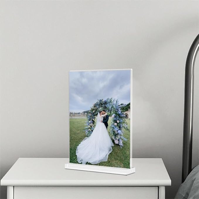 Acrylic Sign Holder 4x6 Inches 12 Pack T Shape Desktop Display Stand Vertical Double Sided Clear Table Menu Flyer Holder for Restaurants, Office, Shop, Wedding