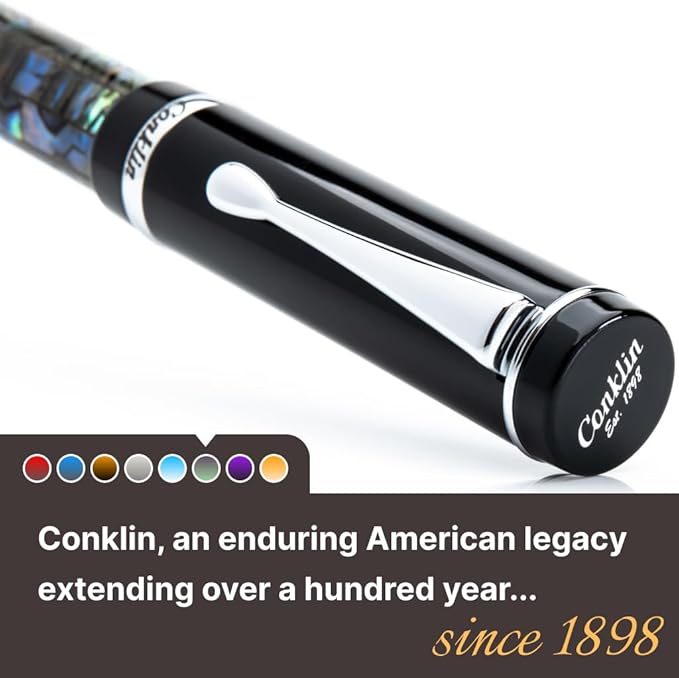 Conklin Duragraph Fountain Pen Abalone Nights - Medium Nib, Elegant Writing Instrument with Exquisite Abalone Finish