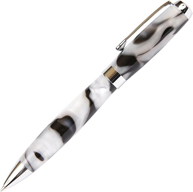 Lanier Pens Tuscany Black & Pearl Ballpoint Pen - Marbleized Gloss Body
