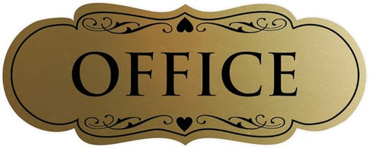 All Quality Designer Office Sign | Easy Installation - Brushed Gold - Large (1 Pack)