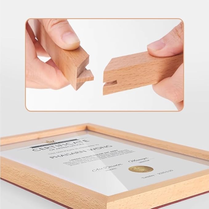 Wall Mount Acrylic Sign Holder Self Adhesive Magnetic Display Frame Clear Document Frame for Office, Store, School, Home, Wall Picture Frame (Walnut A4 210×297mm/8.27×11.69inches)