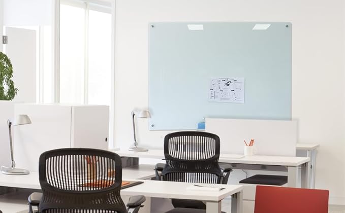 Glass Magnetic White Board – 60 x 40 Inches Dry Erase Glass Whiteboard for Wall, Large Wall Mounted Glass Board for School, Office and Home