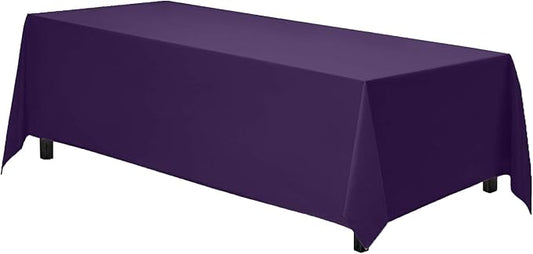 Gee Di Moda Rectangle Tablecloth - 90 x 132 Inch Purple Table Cloth for 6 Foot Table with Floor-Length Drop - Heavy Duty Washable Fabric - 6 Ft Buffet Table, Holiday Party, Wedding & Baby Shower