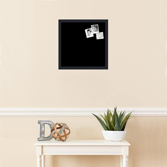 PinPix pin Cork Bulletin Board Made from Canvas, Classic Black Pattern 16 x 16 Inches (Completed Size) and Framed in Satin Black (PinPix-622)
