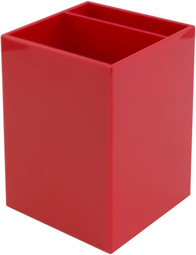 JAM PAPER Plastic Pen Holder - Red - Desktop Pencil Cup - Sold Individually
