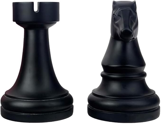 Chess Bookends, Office Decorative Bookends for Shelves, Heavy Bookends Book Stoppers Book Holders for Desk Decoration, 7x7x4 inches, Black,1Pair/2Piece