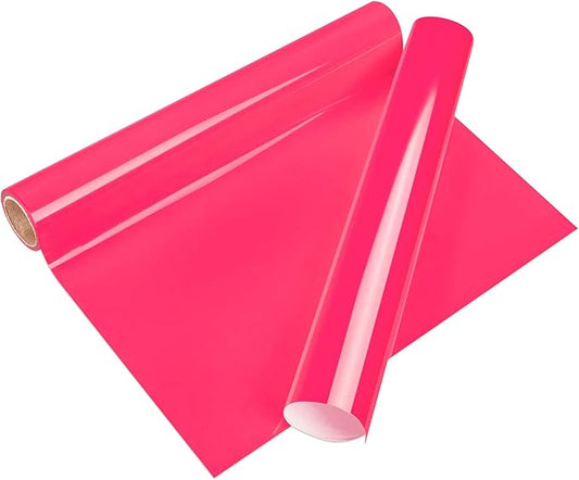 VINYL FROG Heat Transfer Vinyl Roll HTV Vinyl - 12" x5ft Hot Pink Iron on Vinyl for T-Shirts, Heat Press Vinyl for DIY Craft Designs (Neon Pink)