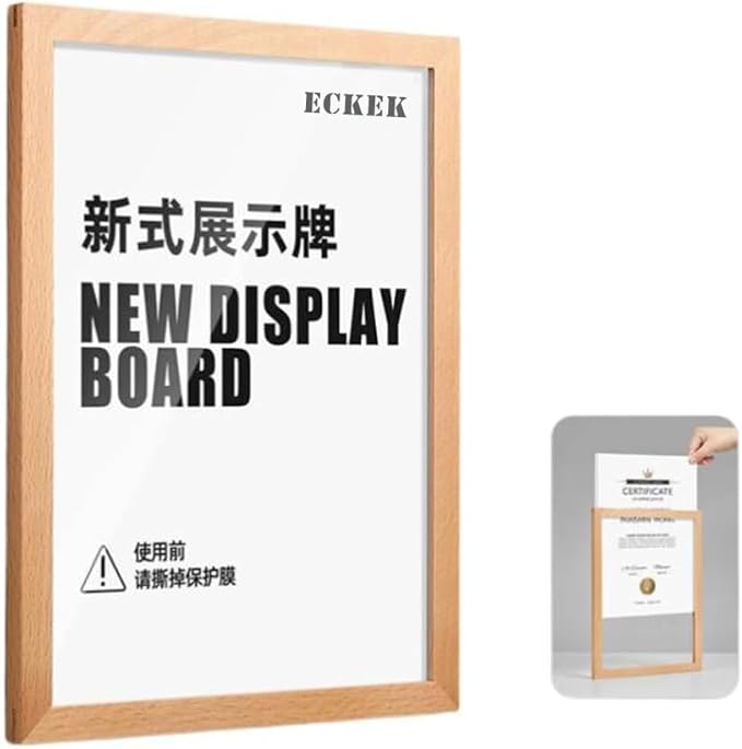 Wall Mount Acrylic Sign Holder Self Adhesive Magnetic Display Frame Clear Document Frame for Office, Store, School, Home, Wall Picture Frame (Beech A5 148×210mm/5.83×8.27inches)