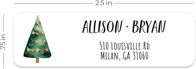 Watercolor Trees Rolled Address Labels / 500 Personalized Return Address Labels/Designer Address Stickers in Elegant Plastic Dispenser