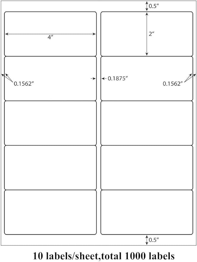 9527 Product 10 UP Sticker Labels,2x4 inches FBA Shipping Address Labels for Laser/Ink Jet Printer,Total 5000 Labels