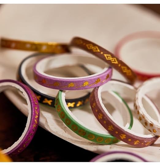 YUBX Skinny Gold Washi Tape Set Basic Foil Print Decorative Masking Tapes for Arts, DIY Crafts, Journals, Planners, Scrapbook, Wrapping (Interstellar Space)