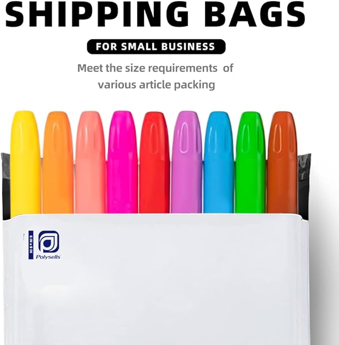 POLYSELLS 200 pcs 6x9 Inches White Poly Mailers Shipping Envelopes, Strong Adhesive Sealing, Waterproof, and Tear-resistant Postal Mailing Bags for Small Business, Clothes, Non-Fragile Items