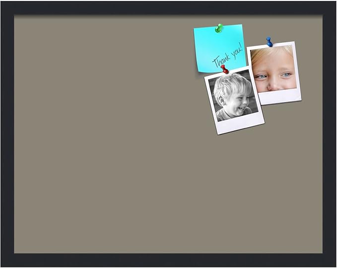 PinPix 22x17 Inch Cork Bulletin Board. This Decorative Framed Pin Board Comes with Pewter Design and a Satin Black Frame. Ideal for Home Office Decor or Message Board (PinPix-1812)