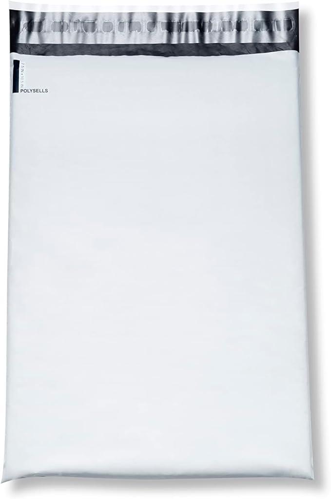 POLYSELLS Poly Mailers Shipping Envelopes, Strong Adhesive Sealing, Waterproof, and Tear-resistant Postal Mailing Bags for Clothing, Books, and Accessories (White, 100, 7.5" X 10.5")