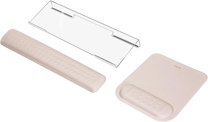 MOSISO Computer Keyboard Stand&Wrist Rest Support for Keyboard &Mouse Pad Set, Ergonomic Massage Wrist Rest Set, Easy Typing Working Acrylic Clear Stand for Office Home, Apricot