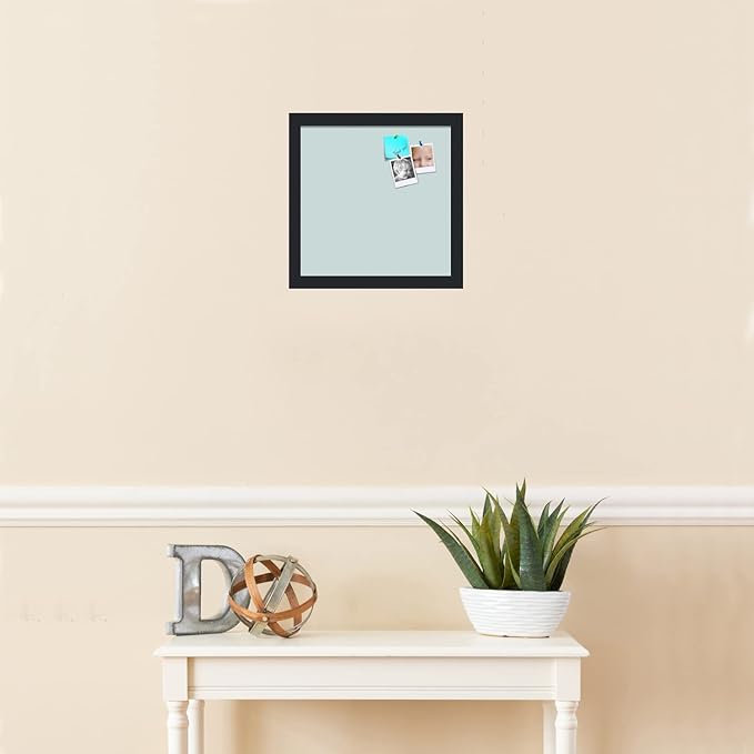 PinPix 12x12 Inch Cork Bulletin Board. This Decorative Framed Pin Board Comes with Soft Blue Design and a Satin Black Frame. Ideal for Home Office Decor or Message Board (PinPix-1814)