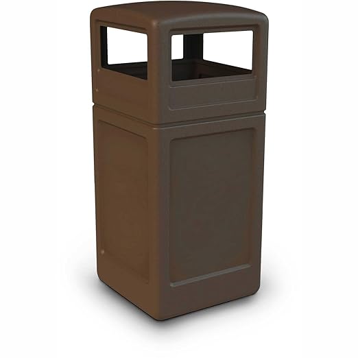 Commercial Zone-73293799 PolyTec 42 Gallon Square Waste Container with Dome Lid Color: Brown