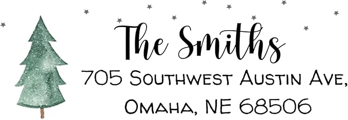 Personalized Christmas Tree Return Address Labels - Custom Holiday Return Address Labels, Set of 120 Self Adhesive Mailing Rectangle Personalized Name Stickers (White)