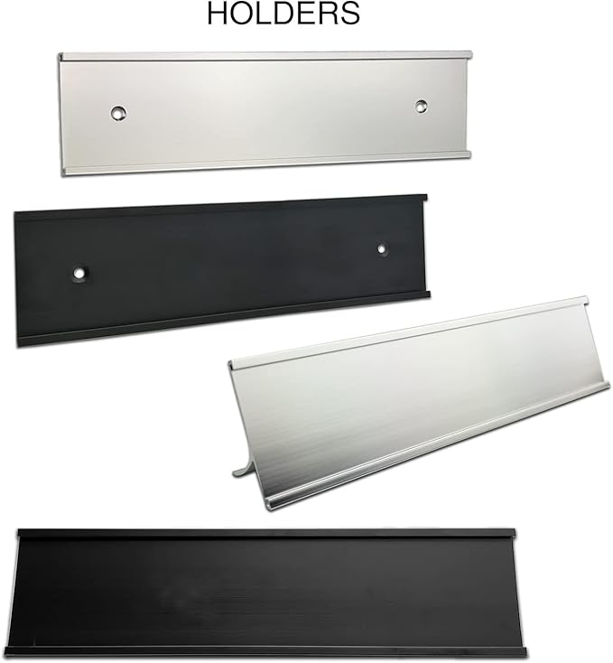 Personalized Desk Name Plates and Door Signs - Custom Office Desk or Door Name Plates with Aluminum Holder with Two Lines of Laser Engraved Text, 2X 10 inches Laser Engraved Sign - Customize