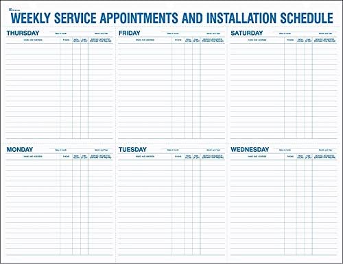 Weekly Service Appointment Pad, 22" x 17"