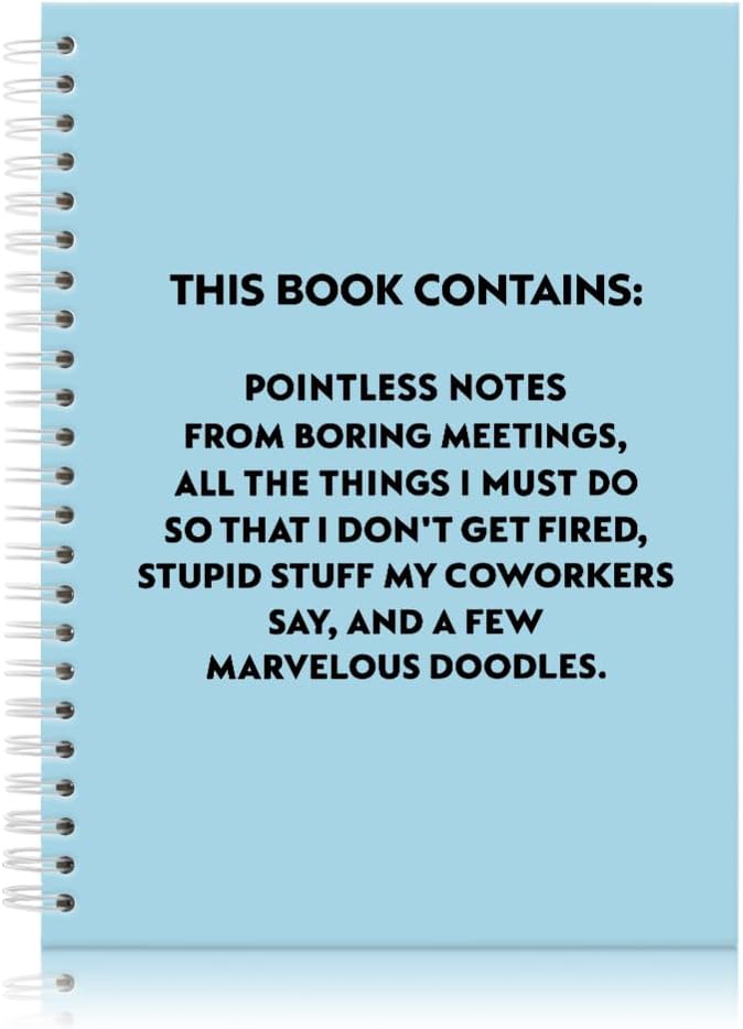 Pointless Notes from Boring Meetings Funny Blue Golden Spiral Notebook, Humorous Office Gifts, Gag Gifts for Coworkers, Funny Office Sarcastic Gifts for Coworkers,Team Members, Employees