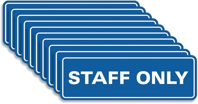 All Quality Standard Staff Only Wall or Door Sign | Easy Installation | Office Workplace Signs | Enhanced Security ‌ - Blue - Small (10 Pack)