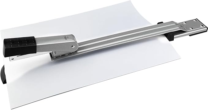 Deli Long Reach Stapler, Booklet Stapler with Jam Resistant, 25 Sheet Capacity, Long Arm Standard Staplers for Booklet, Book Binding, Art Journaling, Silver, 2024 Gifts