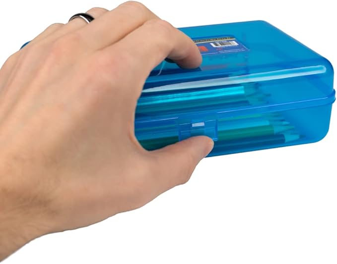 Craft County | Transparent Pencil Box | Colored Utility Box Storage Office Supplies Organizer | Clear