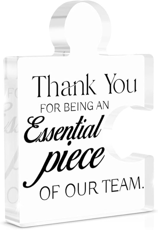Team Appreciation Gifts for Employees, Thank You Gift for Coworkers, Best Teams Ever Gifts Thank You for Being an Essential Piece of Our Team Acrylic Puzzle Piece Plaque Office Decor