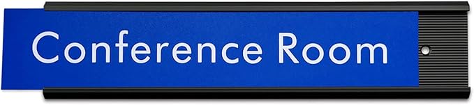 10 Pack 2” x 10” Aluminum Name Plate Holders for Door or Wall, Office Wall Mount Name Plate Holder with Textured Design and Double Sided Tape, for Office, Business, Meeting Room (Black)