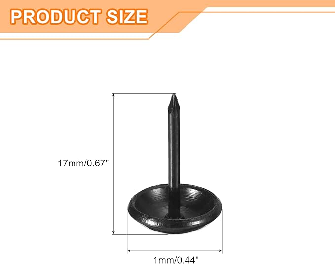 uxcell Upholstery Tack Nail Pins Furniture, 500Pcs 11x17mm Thumb Tack Pins Assortment Kit Carbon Steel for Home Sofa DIY Decorative Nail Heads Nails, Black