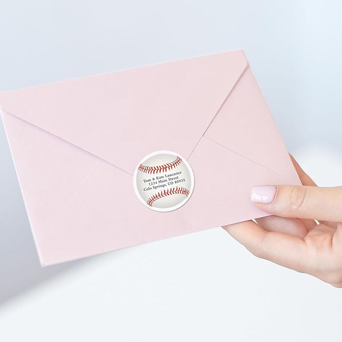 Baseball Personalized Diecut Return Address Labels- Set of 144, 1-1/2" x 1-1/2" Self-Adhesive, Flat-Sheet Labels, by Colorful Images