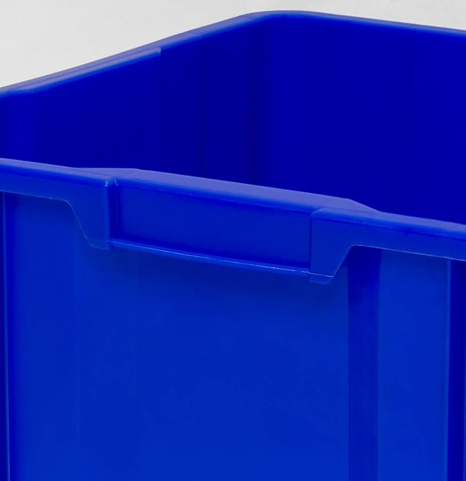 Commercial Industrial Heavy Duty Stackable Open-Front Recycling Bin Box Containers, 12.5 Gallon (Pack of 3), Blue
