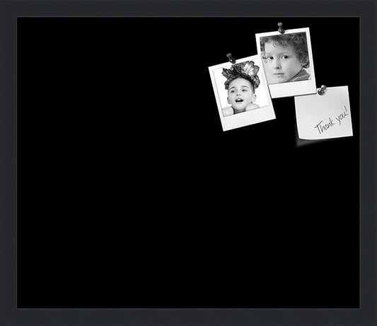 PinPix 20x17 Inch Cork Bulletin Board. This Decorative Framed Pin Board Comes with Solid Black Design and a Satin Black Frame. Ideal for Home Office Decor or Message Board (PinPix-622)