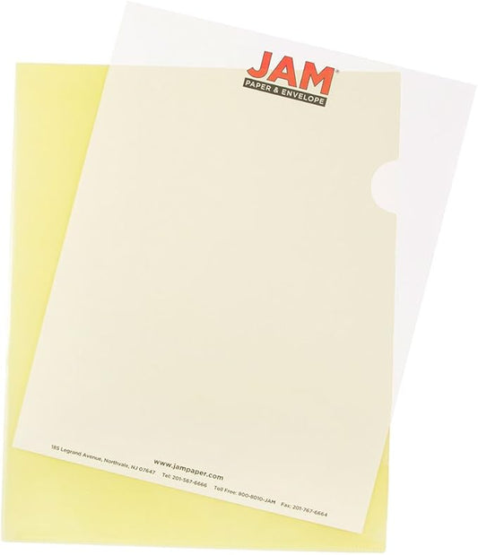 JAM PAPER Plastic Sleeves - Letter Size - 9 x 11 1/2 - Yellow Project Pockets - 12 Page Protectors/Pack