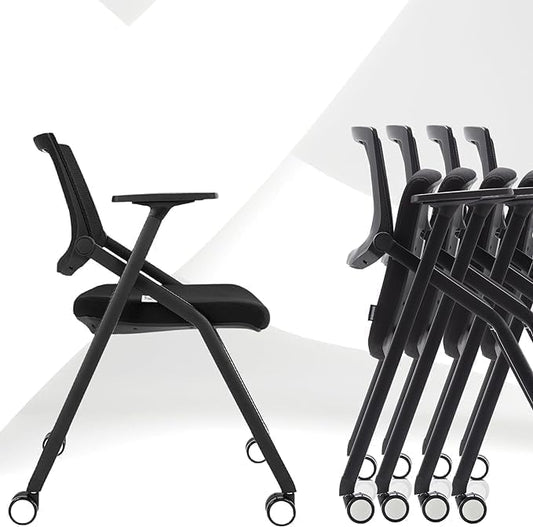 20 Pack Conference Room Chairs with Wheels and Paddle, Ergonomic Mesh Back and Arms for Home Office Desk Folding Chairs Black (10 Boxes)