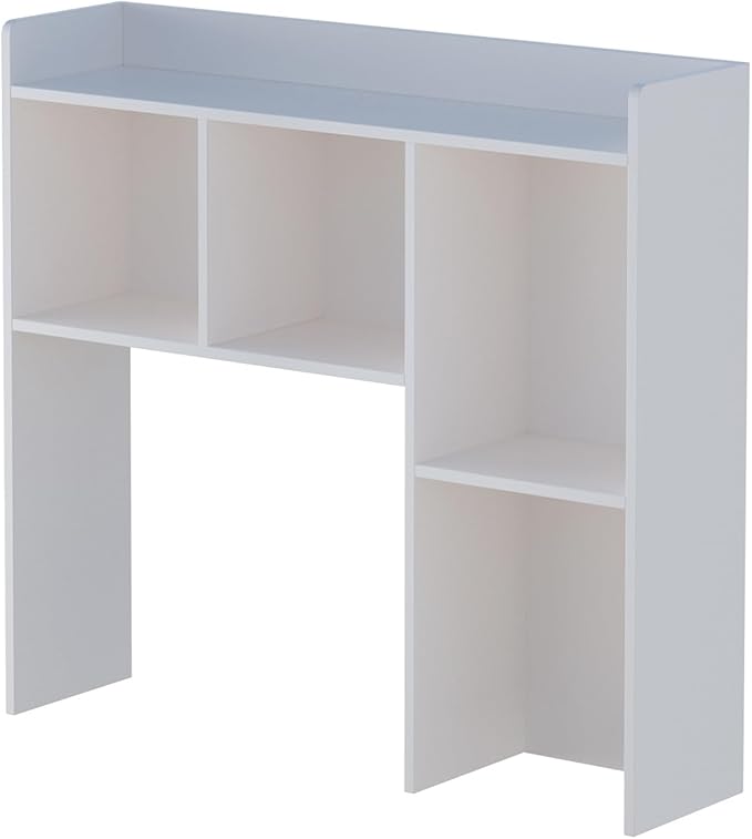 Wooden Desktop Hutch Bookshelf - Free Standing Desk Storage Shelf with Top Edge for Computer Desk, Desktop Bookcase for Dorm, Home or Office, Countertop Organizer, White, 37.4"