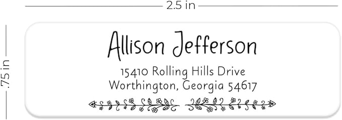 Black and White Botanical Rolled Address Labels / 250 Personalized Return Address Labels/Designer Address Stickers in Elegant Plastic Dispenser