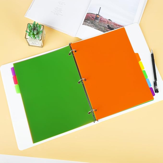 3 Set 5 Tab Binder Dividers, Plastic Binders Dividers with Tabs Colorful Big Tab Fit Standard 8.5 X 11 Sheets, Dividers for 3 Ring Binder